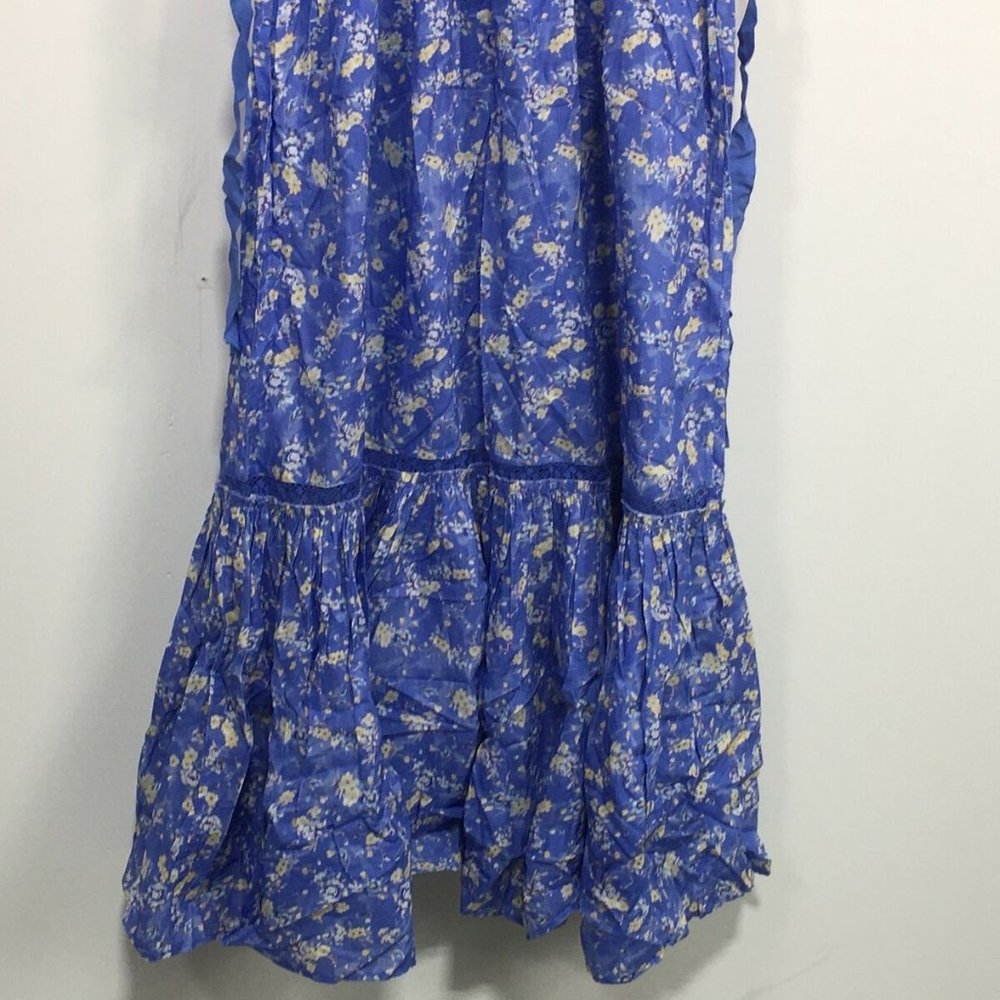 LoveShackFancy Angie Short Sleeve Floral Maxi Dress, Women's Size 4 - Blue Jay - Picture 13 of 13